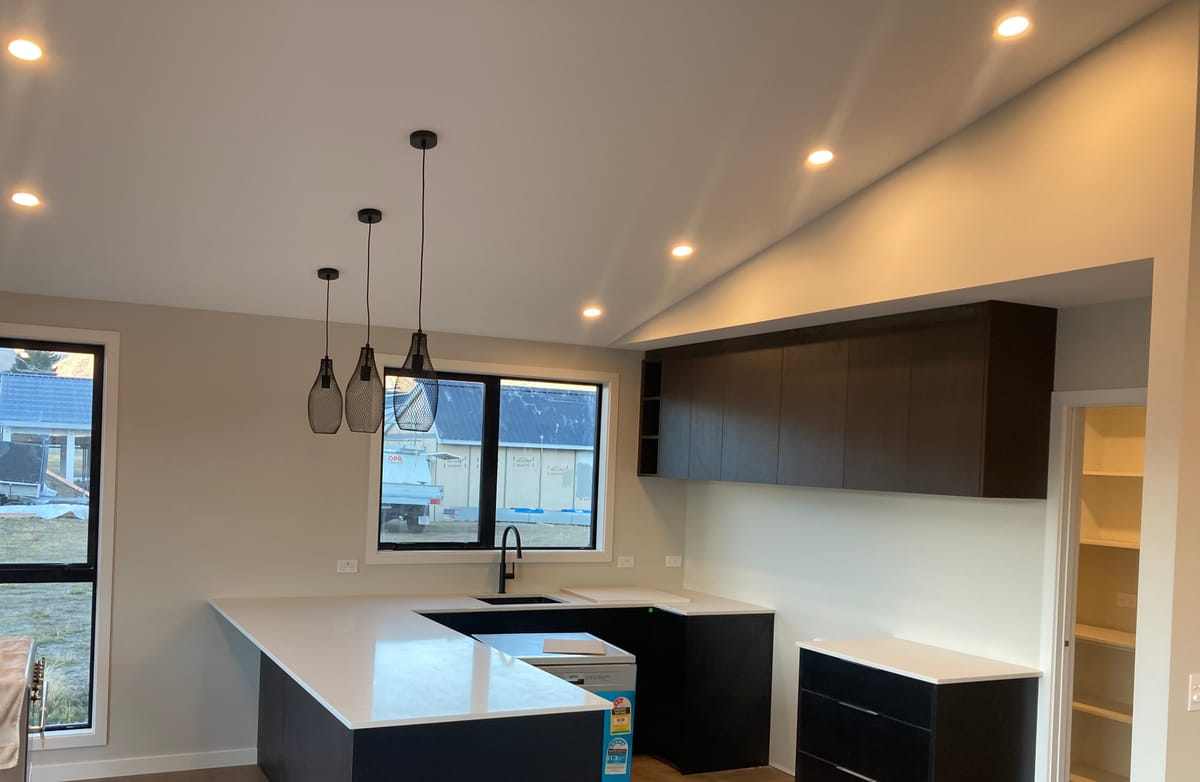 Recessed kitchen lighting installed in a residential renovation